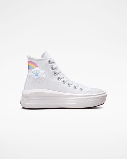 Sapatos Plataforma Converse Chuck Taylor All Star Move Rainbow Cloud Cano Alto Menina Branco Azuis Rosa | PT I043891